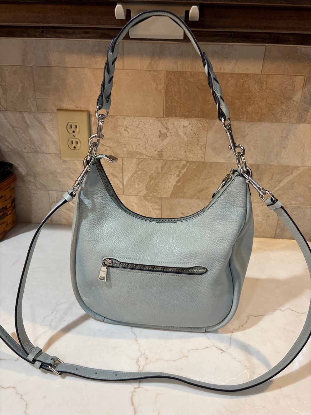 COACH Jules Hobo Bag in Light Blue Pebbled Leather C9190 Like New - Picture 2 of 16